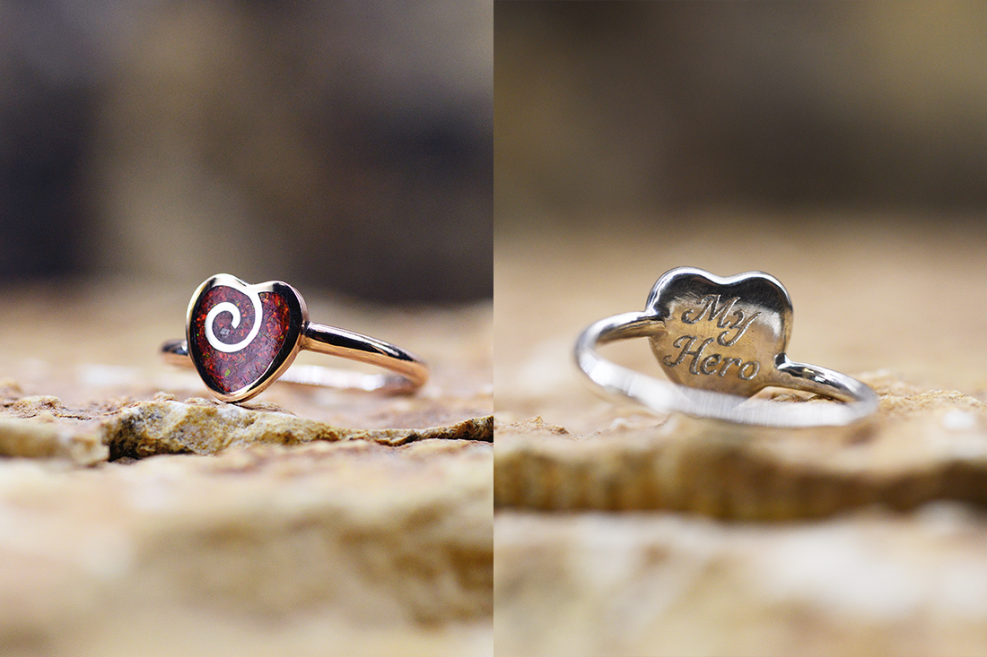 Opals & Ashes Spiral Heart Ashes Ring