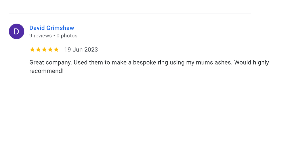 David Grimshaw 5 Star Google Review