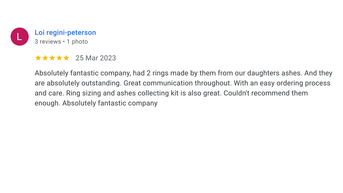 Loi Regini 5 Star Google Review