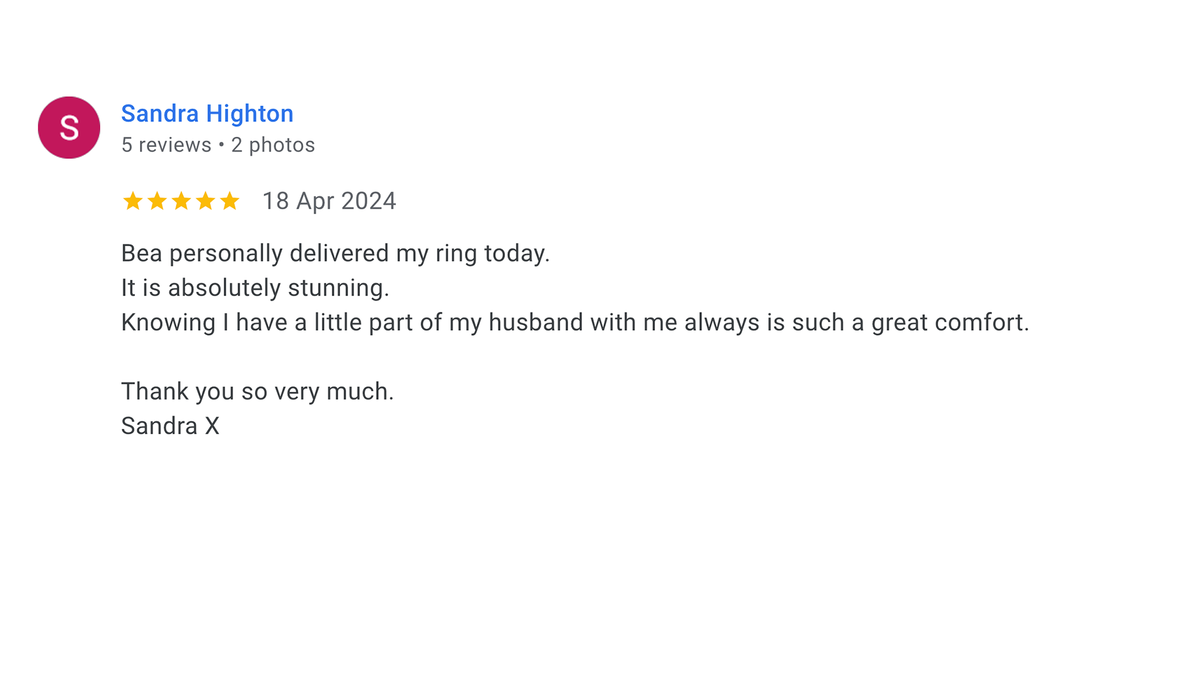 Sandra Highton 5 Star Google Review