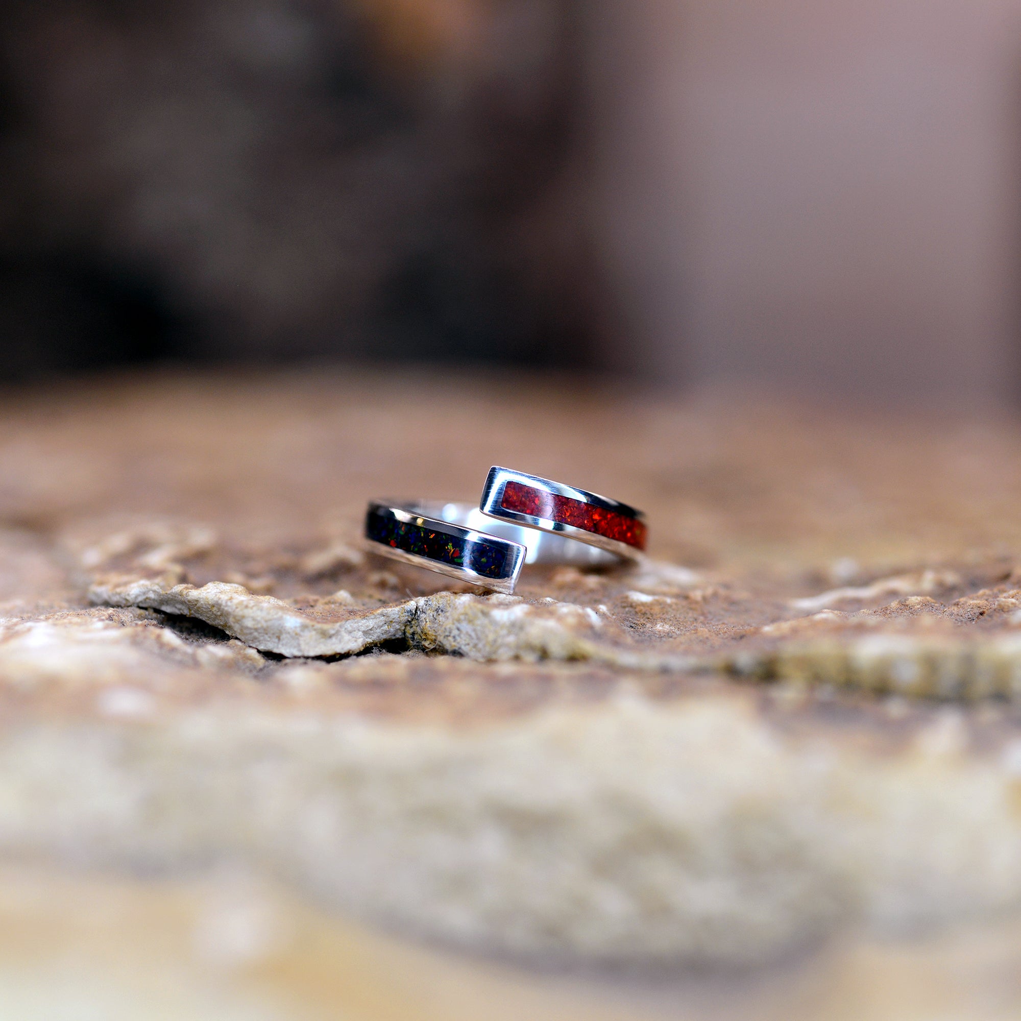 handmade ashes ring UK cremation jewellery 2 colour wrap