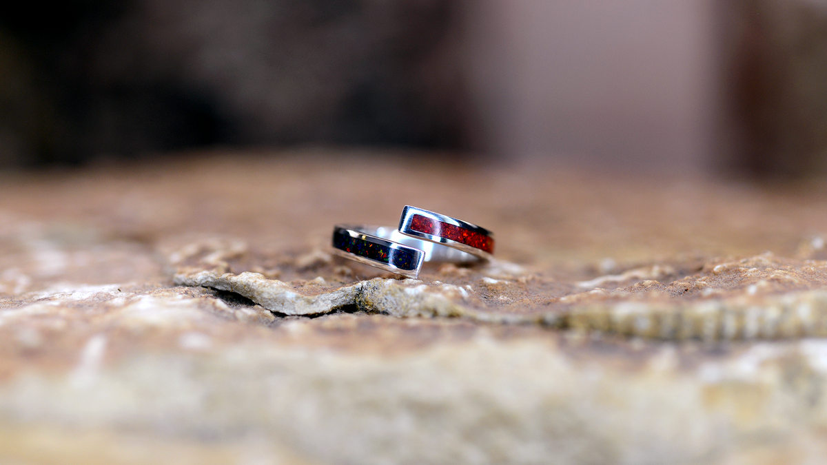 handmade ashes ring UK cremation jewellery 2 colour wrap