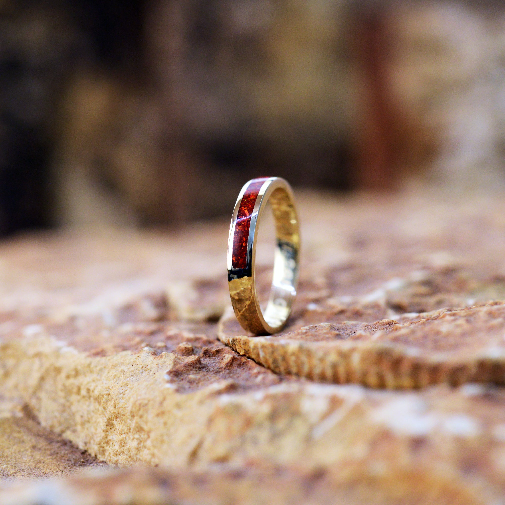handmade ashes ring UK cremation jewellery. Half Circle