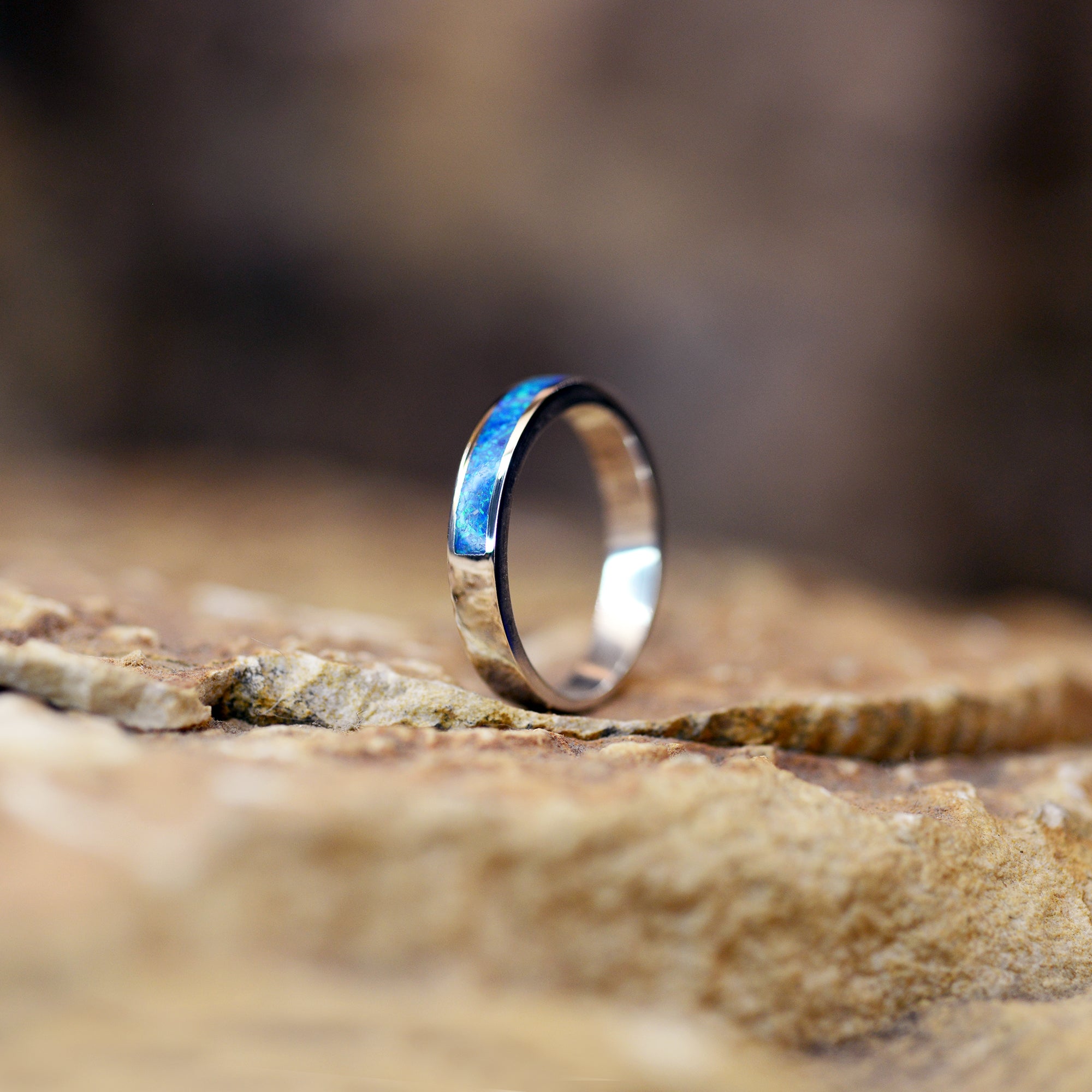 handmade ashes ring UK cremation jewellery. Half Circle