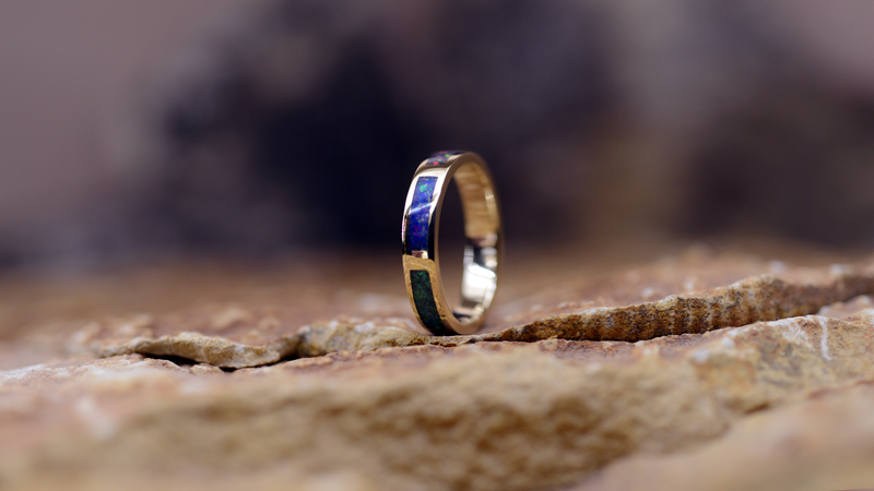 handmade ashes ring UK cremation jewellery rainbow