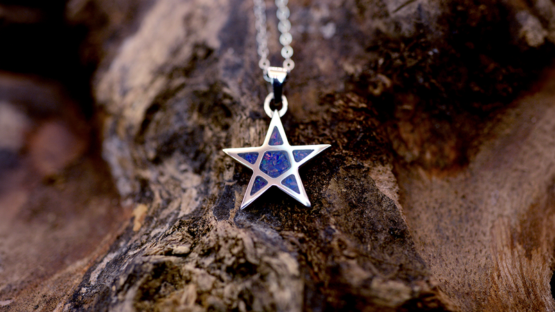 handmade ashes star necklace UK cremation jewellery. 