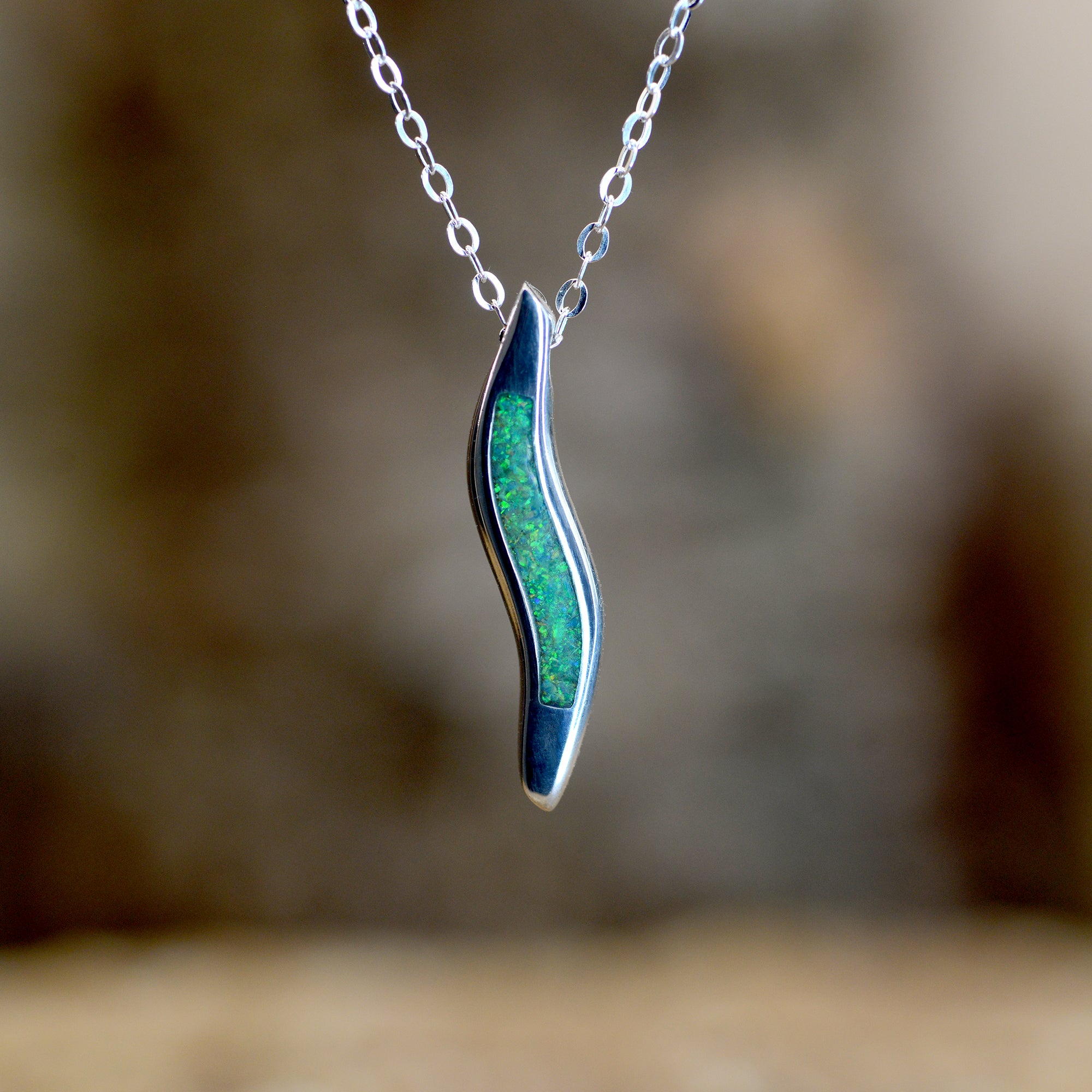 handmade wave necklace UK cremation jewellery 