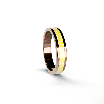 Opals & Ashes Circle Unisex Memorial Ring 9ct Rose Gold. Ashes blended with Summer Yellow Opals.