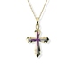 Opals & Ashes Decorative Cross Unisex Memorial Pendant 9ct Yellow Gold. Ashes blended with Lavender Opals.