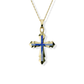 Opals & Ashes Decorative Cross Unisex Memorial Pendant 9ct Yellow Gold. Ashes blended with Royal Blue Opals.