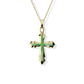 Opals & Ashes Decorative Cross Unisex Memorial Pendant 9ct Yellow Gold. Ashes blended with Spring Green Opals.