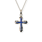 Opals & Ashes Decorative Cross Unisex Memorial Pendant 9ct Rose Gold. Ashes blended with Royal Blue Opals.