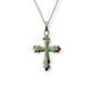 Opals & Ashes Decorative Cross Unisex Memorial Pendant 9ct Rose Gold. Ashes blended with Spring Green Opals.