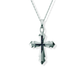 Opals & Ashes Decorative Cross Unisex Memorial Pendant Silver. Ashes blended with Black Fire Opals.