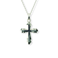 Opals & Ashes Decorative Cross Unisex Memorial Pendant 9ct White Gold. Ashes blended with Black Fire Opals.
