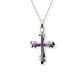 Opals & Ashes Decorative Cross Unisex Memorial Pendant 9ct White Gold. Ashes blended with Lavender Opals.