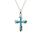 Opals & Ashes Decorative Cross Unisex Memorial Pendant 9ct White Gold. Ashes blended with Pacific Blue Opals.