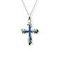 Opals & Ashes Decorative Cross Unisex Memorial Pendant 9ct White Gold. Ashes blended with Royal Blue Opals.