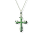 Opals & Ashes Decorative Cross Unisex Memorial Pendant 9ct White Gold. Ashes blended with Spring Green Opals.