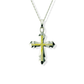 Opals & Ashes Decorative Cross Unisex Memorial Pendant 9ct White Gold. Ashes blended with Summer Yellow Opals.