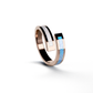 Opals & Ashes Dual Spiral Memorial Ring 9ct Rose Gold. Ashes blended with Pacific Blue and Pearl White Opals.