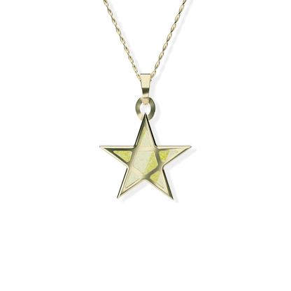 Opals & Ashes Five Star Memorial Pendant 9ct Yellow Gold. Ashes blended with Summer Yellow Opals.