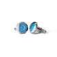 Opals & Ashes Hexagonal Memorial Cufflinks Silver. Ashes blended with Pacific Blue Opals.