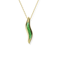 Opals & Ashes Wave Memorial Pendant 9ct Yellow Gold. Ashes blended with Spring Green Opals.