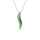 Opals & Ashes Wave Memorial Pendant Silver. Ashes blended with Spring Green Opals.